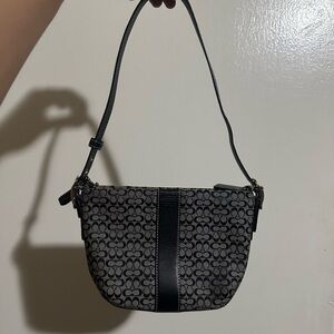 Coach Black and Gray Signature Mini Shoulder Bag